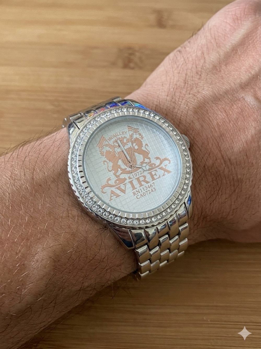 Avirex Iced Out Mens Watch Silver Bling Bezel Father's Day Gift Streetwear